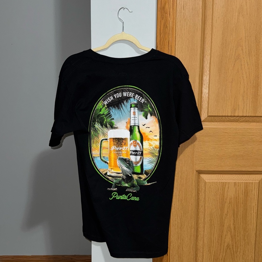 Pier27 Men’s Black Caribbean Life Punta Cana Short Sleeve Shirt Size Medium